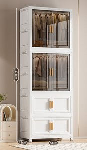 Verstärkter Moderner Aufbewahrungsschrank für Zuhause Schlafzimmer Baby-Kleiderschrank mit Rollen Mehrschichtiger Faltbarer Höhenverstellbarer Kleiderorganizer - Product Image 5