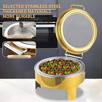 Matériel de restauration pour restaurants et hôtels : Réchaud de buffet rond doré avec fenêtre en verre