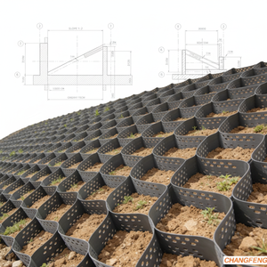 Géocell HDPE léger de 50-400 mm, installation facile, tapis de contrôle de l'érosion pour les pentes et les canaux - Product Image 1