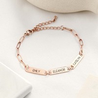 Bracelet chaîne trombone en acier inoxydable avec petit pendentif barre, couleur argent, or, or rose, longueur réglable