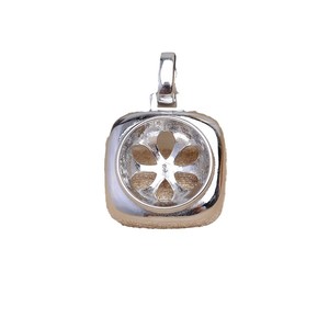 S925 Silver DIY <b>Pearl</b> Accessory Simple Square Universal Buckle Pendant Empty Holder 12-13mm <b>Loose</b> <b>Pearls</b> 5714 - Product Image 5