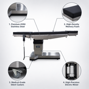 เตียงผ่าตัดไฟฟ้า 6 ฟังก์ชั่<span class=keywords><strong>น</strong></span> ควบคุมแบบคู่ รองรับ C-Arm พร้อมที่<span class=keywords><strong>น</strong></span>อนเมมโมรี่โฟมและที่วาง<span class=keywords><strong>ไต</strong></span> - Product Image 4