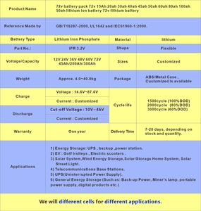 踏板车电池96v 48v 60v电动摩托车电池72v 40ah锂电池组50ah 45ah 60ah 100ah电动自行车 - Product Image 5