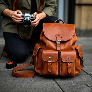 Nhà Sản Xuất Tùy Chỉnh Cổ Điển Và Phong Cách Hiện Đại Vegan Da Phụ Nữ Kỹ Thuật Số Bánh Dslr Máy Ảnh Máy Tính Xách Tay Ba Lô Cho Phụ Nữ Nhiếp Ảnh - Product Image 2