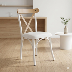 KORVEX Modern Solid Wood Dining Chair European Style Armchair with Profile Metal Legs - Product Image 1