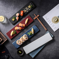 Japon Sushi Poisson Assiette Rétro Plat Rectangulaire 12 Pouces Assiettes À Sushi Assiettes Japonaises En Céramique pour Restaurant