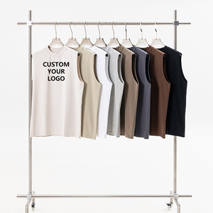 Débardeurs de sport pour hommes en coton et polyester à séchage rapide, personnalisables avec impression sérigraphique en relief, couleur unie, sans manches, pour la course à pied - Product Image 2