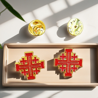 Broche en alliage émaillé Croix de Jérusalem, épinglette religieuse chrétienne, badge de costume d'église, décoration pour vêtements et sacs à dos, bijou cadeau