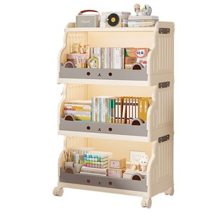 <b>Childrens</b> Bookshelf Multi Tier Storage Rack With Wheels For Toys Books Organizing Kids Room Decorative <b>Shelf</b> - Product Image 5