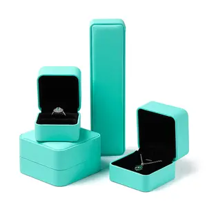 Фабричная оптовая продажа, Синяя бархатная Подарочная коробка для ювелирных изделий, упаковки колец, браслетов, ожерелий