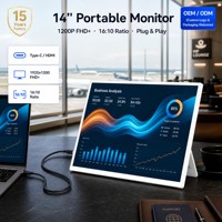 Écran externe portable USB-C de 14 pouces, 1920x1200, 1200P FHD+, 16:10 IPS, 300 nits, ultra-fin, deuxième écran pour ordinateur portable, OEM