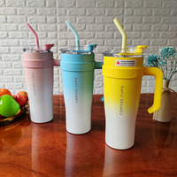 Bouteille thermos créative avec logo personnalisé, tasse à eau à sublimation en acier inoxydable, tasse de voiture, gobelet isolé pour le sport avec paille
