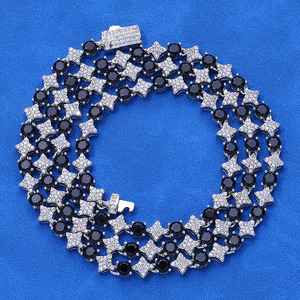 สร้อยคอเทนนิสฮิปฮอปแบบสั่งทำพิเศษประดับเพชรโมอิสซาไนต์ เงินแท้ 925  แบบ Iced Out Bling  ผ่านการทดสอบเพชร VVS - Product Image 3