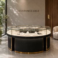 Maßgefertigte Kommerzielle Schmuckvitrine aus Massivholz, Metall und Glas mit LED-Beleuchtung, Display-Möbel im Großhandel