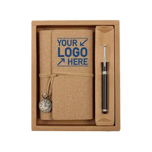 Henghou बेहतर गुणवत्ता कार्यालय स्टेशनरी व्यापार उपहार सेट शामिल सुरुचिपूर्ण चमड़े के कवर नोटबुक और कलम के साथ बॉक्स फैशनेबल