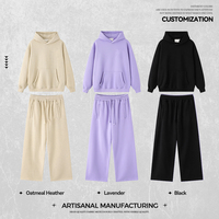 Ensemble de survêtement personnalisé pour homme, coupe ample et oversize, avec sweat à capuche et pantalon de survêtement évasé à double taille