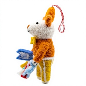 Meilleur ensemble d'ornements de Noël en laine de feutre blanche de l'Himalaya, guirlande de rubans, écologique, fait main, traditionnel, pour intérieur, pour les fêtes - Product Image 3
