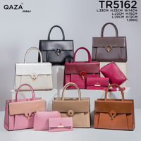 Sacs à main en cuir PU grainé de haute qualité pour femmes, ensemble de 3 pièces QAZA, grand sac fourre-tout durable, sac à bandoulière
