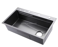 Éviers de cuisine de luxe évier multifonctionnel moderne cascade pluie bol unique évier de cuisine ensemble acier inoxydable noir Chine