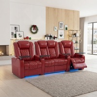 Ensemble de canapés inclinables zéro gravité 4 places en cuir respirant et durable, avec mousse à mémoire de forme et cadre en bois, extensible, pour bureau professionnel et villa