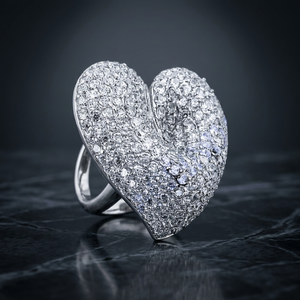 Art Palace 925 Sterling Silver Heart Ring Women Cubic Zirconia Paved Anniversary Wedding Jewelry - Product Image 3