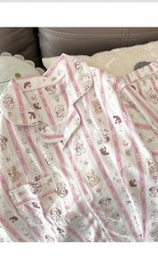 Atacado Olá <span class=keywords><strong>Kitty</strong></span> Leite Pijamas De Seda para As Mulheres V-Neck Bonito Doce Casa Roupas para Noite Inverno Primavera Carta Padrão - Product Image 6