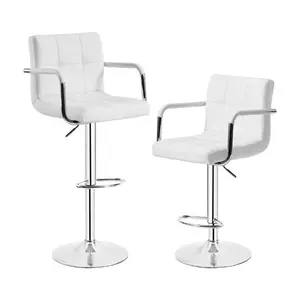 2023 Hot Selling Cafe And Wine Bar Counter Swivel Adjustable Height Soft Pvc And Chromed Bar Chairs