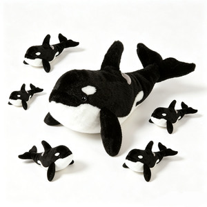 Jouets en peluche de baleines tueuses de taille géante représentant des animaux marins - Product Image 1