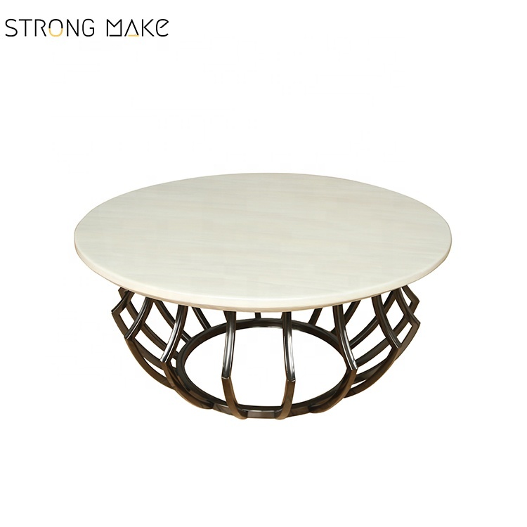 Design d'intérieur en acier inoxydable chromé cadre Artificielle table d'appoint En Marbre table basse