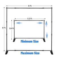 Stand Banner Besi 8x8 Kaki, Dapat Disesuaikan, untuk Backdrop Step and Repeat, Stand Poster, Stand Display Latar Belakang untuk Periklanan