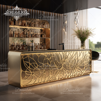 Table de bar moderne de luxe en acier inoxydable dorée avec ensemble de verre miroir pour la décoration de mariage