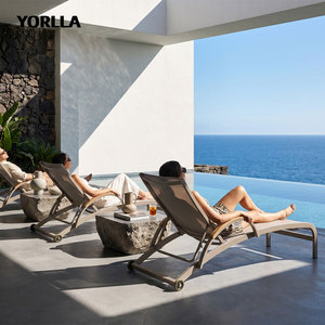 YORLLA Chaise longue de plage minimaliste personnalisée en aluminium avec maille respirante pour extérieur – Fabricant - Product Image 1