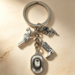 Llavero Estilo Vaquero Occidental de Aleación de Zinc con Grabado 3D, Anillo Metálico para Llaves, Colgante Personalizado con Logotipo de Sombrero y Bota de Vaquero, Regalo - Product Image 6