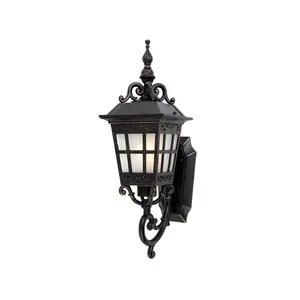 outdoor Wall Lamp Luxury style outdoor garden brass metal main gate wall light with glass