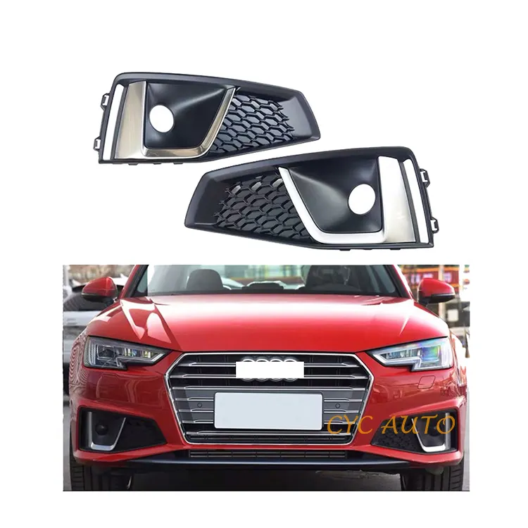 موديل RS B9 قطع غطاء مصباح ضبابية معدلة مصد أمامي جانبي للضباب مصباح شبكي لسيارة أودي A4 S4 8 وات مجموعة هيكل أودي A4 S4 2019 2020 2021+