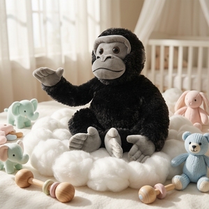 Peluche Realista de Chimpancé Sentado, Juguete de Peluche Negro Suave, Decoración para el Hogar, Regalo de Cumpleaños para Niños Pequeños - Product Image 6