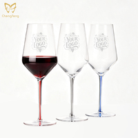 Grands verres à vin rouge 19oz/560ml, gobelets à vin en cristal soufflé à la main avec cordon coloré, pied long, élégants verres à Bourgogne et Bordeaux