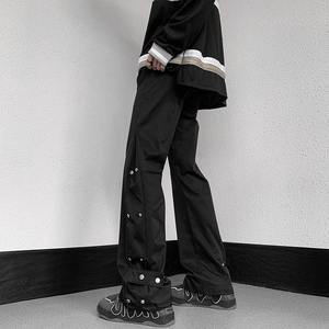 Pantalon cargo boutonné pour homme, en laine, décontracté, multi-poches, avec cordon de serrage, léger, fonctionnel, évasé, tendance - Product Image 5