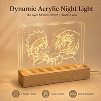 Lámpara Nocturna Acrílica LED de 3 Capas, Venta Directa de Fábrica, Base Acrílica Holográfica para Decoración de Escritorio y Dormitorio