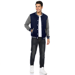 Vestes de baseball en laine brodées avec logo personnalisé, vestes varsity vintage pour hommes, manches régulières, col montant, logo sur le devant - Product Image 1