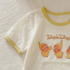Cute Cartoon Short Sleeve T-Shirt For Girls Star Print Cotton Summer Clothes Kids Top - Product Image 4