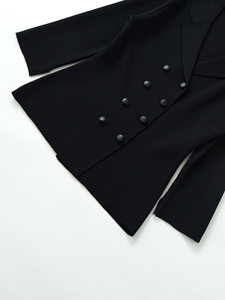 Suéter Cárdigan de Punto con Cuello de Solapa, Color Negro, Doble Botonadura, Estilo Casual y Moderno para Mujer - Product Image 5