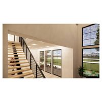 Escalier droit minimaliste pour la maison, avec support dissimulé, design flottant, main courante en verre trempé, pour intérieur de villa moderne