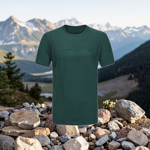 Camiseta Deportiva de Manga Corta de Estilo Moderno, Tejido de Punto con Serigrafía Sólida, Lana Merino, Malla Transpirable, Control de Humedad, Sin Olor - Product Image 1