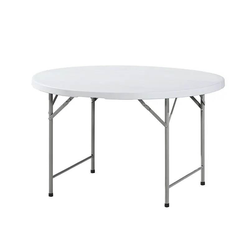 طاولة بلاستيكية بيضاء كبيرة مستديرة قابلة للطي رخيصة الثمن طاولة لتناول الطعام في الخارج طاولة للزفاف في الهواء الطلق