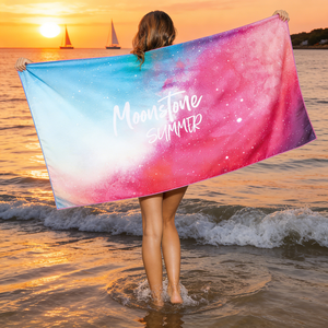 Toallas de Playa Personalizadas de Microfibra, Tejidas por Sublimación, Color Rosa Suave para Mujer, para la Playa - Product Image 2