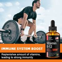 OEM Vitamine B12 Gouttes Liquide Sublinguales 5000mcg Suppléments de Méthyle et Méthylcobalamine pour Femmes et Hommes, Booster d'Humeur et d'Énergie