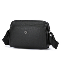 Sac bandoulière messager en PU pour hommes d'affaires, multi-compartiments, double fermeture éclair, imperméable et léger