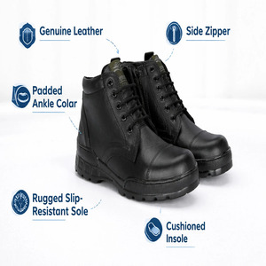 Bottes en cuir de haute qualité pour hommes avec semelle intérieure rembourrée, semelle antidérapante durable pour les activités décontractées en plein air - Product Image 4