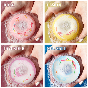 Bombas de Baño de Sal Marina Natural Hidratante de 40G, Aromaterapia de Lavanda, Aceite Esencial con Aroma Floral, Bombas de Baño Hechas a Mano en Forma de Donut - Product Image 3